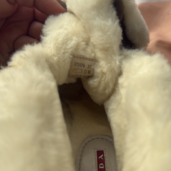 Prada Tan Suede Fur Lace Up Heeled Booties - Picture 11 of 12